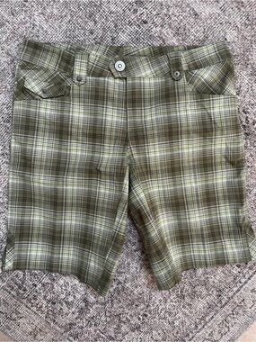 Chlorophylle Quadra Plaid Green Bermuda Hiking Shorts Size 8